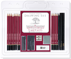 Crayons graphite d'artiste : set de 25 pieces