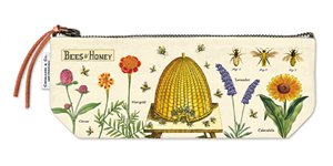 Petite trousse en toile abeilles et miel 10 x 23 cm