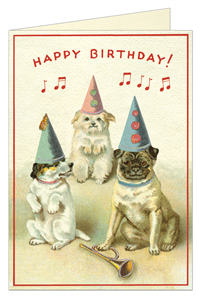 CARTE POSTALE DOUBLE + ENVELOPPE CAVALLINI HAPPY BIRTHDAY CHIENS2