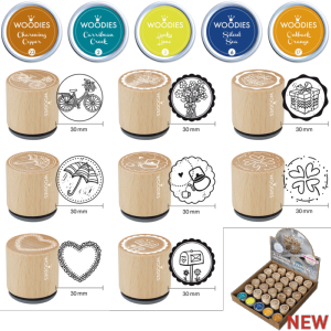 Woodies Présentoir UNIVERSEL(2) 25 tampons motifs, 5 encreurs