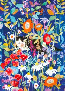 PUZZLE 1000 PIECES CHAT DANS UN JARDIN