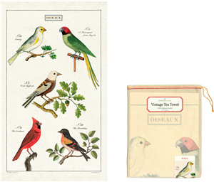 TORCHON OISEAUX 100% COTON
