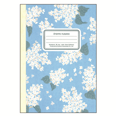 Carnet Etoffe Fleurie bleu 18,2x12,8cm 60 pages lignées