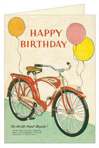 CARTE POSTALE DOUBLE + ENVELOPPE CAVALLINI HAPPY BIRTHDAY BICYCLETTE