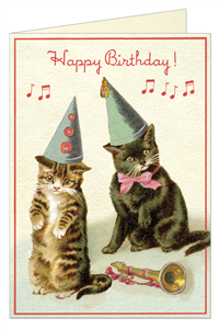 CARTE POSTALE DOUBLE + ENVELOPPE CAVALLINI HAPPY BIRTHDAY CHAT