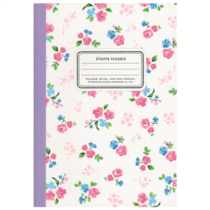 Carnet Etoffe Fleurie blanc 18,2x12,8cm 60 pages lignées