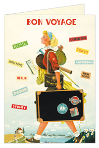 CARTE POSTALE DOUBLE + ENVELOPPE CAVALLINI BON VOYAGE