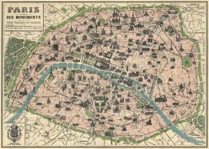 poster - affiche cavallini plan vintage de paris