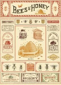 poster - affiche cavallini abeilles et miel