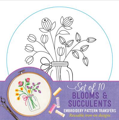 Transfers pour broderie fleurs & succulentes