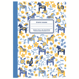 Carnet Etoffe Fleurie bleu clair 18,2x12,8cm 60 pages lignées