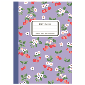 Carnet Etoffe Fleurie violet clair 18,2x12,8cm 60 pages lignées