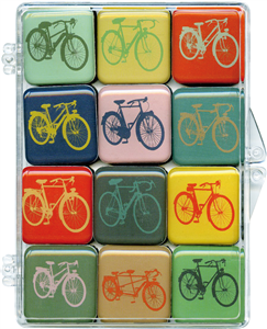 SET DE 12 MAGNETS BICYCLETTES VINTAGE