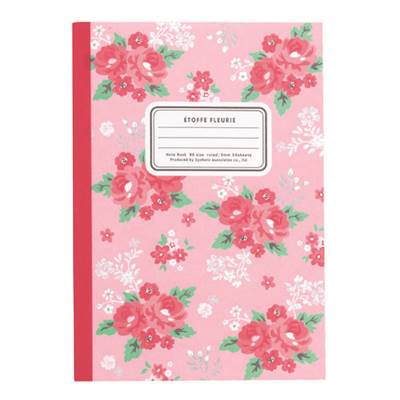 Carnet Etoffe Fleurie rose 18,2x12,8cm 60 pages lignées