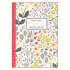 Carnet Etoffe Fleurie ivoire 18,2x12,8cm 60 pages lignées